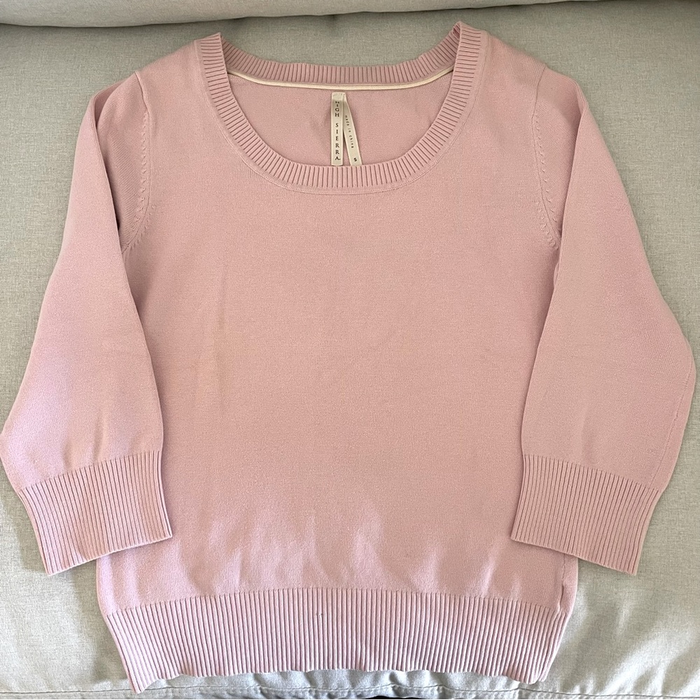 Pink Cotton Sweater w/ 3/4 Sleeves